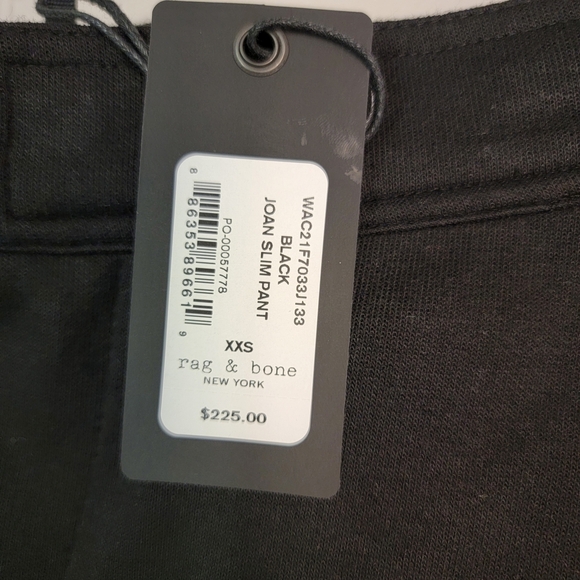 Rag & Bone Joan Slim Pants in Black.  (Ankle Slit) NWT Size XXS - Picture 4 of 8